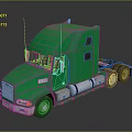 Green Semi Truck Cab With Shiny Exterior And Reflective Surface Design