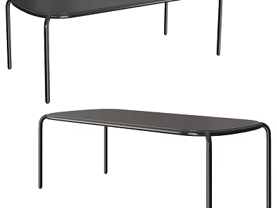 Modern Black Dining Table Design With Sleek Metal Legs And Smooth Surface 3d model