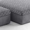 Gray and Dark Gray Quilted Fabric Ottomans for Living Room Seating