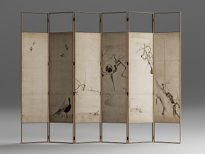 New Chinese-style Screen Partition Japanese-style Screen Partition 3d model