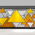 Geometric Wall Decor with Yellow Orange Triangles and Black Frame Design 3d model