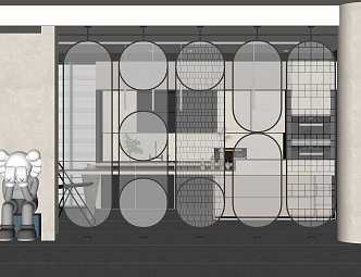 Modern screen glass screen partition 3d model