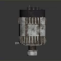 Rusty Industrial Motor With Metal Housing Rotating Shaft And Mechanical Components
