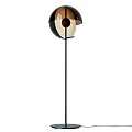 Modern Floor Lamp With Black Metal Stand And Brown Hemispherical Shade For Home Living Decor