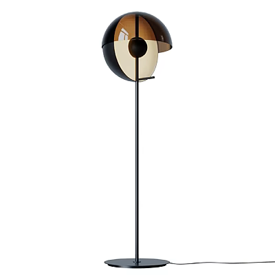 Modern Floor Lamp With Black Metal Stand And Brown Hemispherical Shade For Home Living Decor 3d model