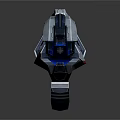 Futuristic Sci Fi Weapon Featuring Blue Glowing Components Metallic Structure And Red DB Logo 3d model
