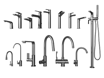 Various Styles of Modern Water Faucet Designs for Home Kitchen and Bathroom 3d model