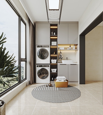 Modern balcony washing machine cabinet 3d model