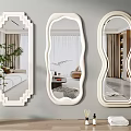 Decorative Wall Mounted Mirrors In Different Shapes Reflecting Room Interior With Furniture