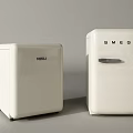 Two White SMEG Compact Freezer and Tall Refrigerator in Modern Minimal Design