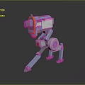 Game Movie Character Mechanical Dog with Blue Legs White Body Red Accents and Camera Head