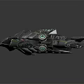 Sleek Futuristic Fighter Jet With Metallic Exterior And Green Glowing Details