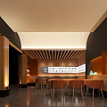 Restaurant Interior Design With Wooden Facade Warm Lighting And Dining Seating Area