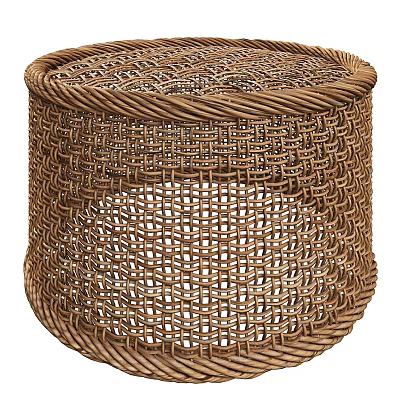 Woven Brown Round Side Table with Intricate Texture and Natural Design 3d model