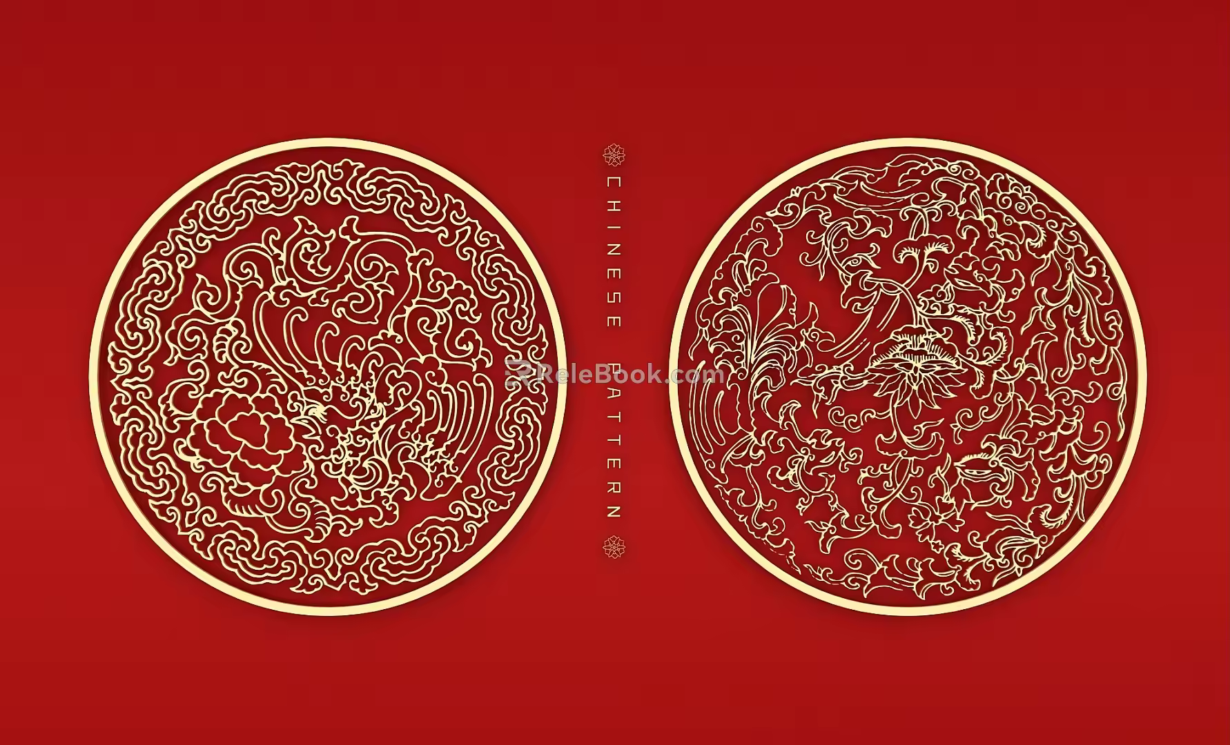 Classical Round Ring Decorative Pattern Treasure Flowery Hollow Carved Pattern 3d model