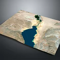 Diverse Terrain Showcasing Large Water Body Arid Regions and Lush Green Vegetation