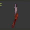 Flaming Sword Held by a Hand with Fiery Effect on Gray Gradient Background