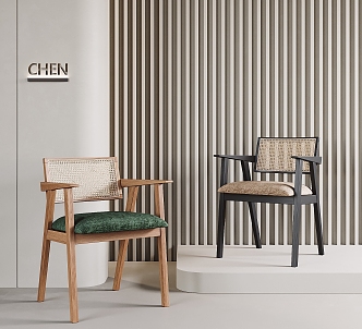 Wind Single Chair Dining Chair Rattan Single Chair 3d model