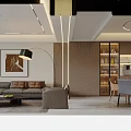 Modern Minimalist Living And Dining Room With Warm Recessed Linear Lighting Home Interior Design