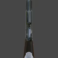 Black Pistol with Wooden Grip and Long Barrel Detailed View