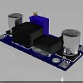 Electronic Circuit Board With Black Transformer Silver Capacitors And Purple Component 3d model