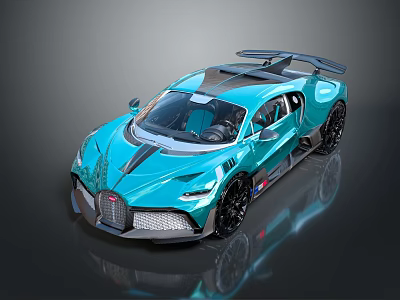 Blue Sports Car With Sleek Body Rear Spoiler And Aerodynamic Design Features 3d model