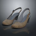 Women's Light Brown Woven Texture Heels With Medium Heel And Ankle Strap