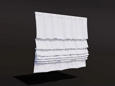 White Roman Shades With Layered Design For Modern Window Decoration 3d model