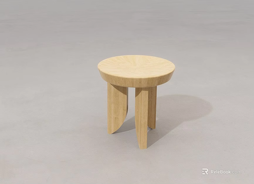 Modern Light Wood Round Side Table With Three Legs Minimalist Design 3d model 