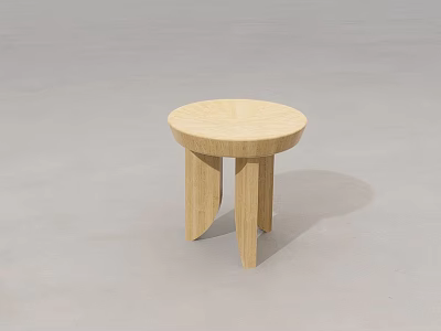 Modern Light Wood Round Side Table With Three Legs Minimalist Design 3d model