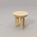 Modern Light Wood Round Side Table With Three Legs Minimalist Design 3d model