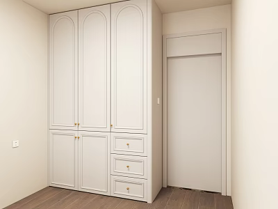 Modern White Wardrobe With Multiple Doors Bottom Drawers And Clean Lines In Bedroom 3d model