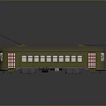 Yellow Vintage Tram Train Model With Red Windows And Antennas On Gray Background