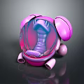 Pink Purple Biomorphic 3D Art Piece With Spiral Internal Structure And Smooth Shell Design
