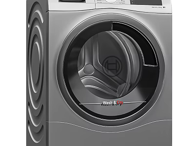Modern Silver Washing Machine With Transparent Door Control Panel And Wash Dry Function 3d model