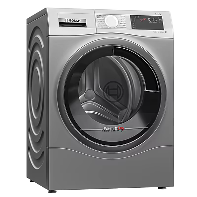 Modern Silver Washing Machine With Transparent Door Control Panel And Wash Dry Function 3d model
