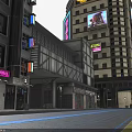 Futuristic City Street With XANON Billboard Tall Buildings Digital Screens And Neon Lights