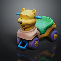 Children's Bear Shaped Toy Car with Green Seat Purple Wheels and Blue Pedal