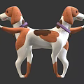 Two White And Brown Dogs With Purple Collars 3D Model Standing Pose 3d model