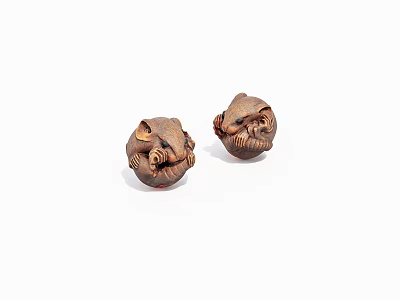 Decorative Handcrafted Wooden Mouse Figurines With Intricate Carving Details 3d model