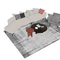 Light Sofa with Throw Pillows and Dark Coffee Table Set Red Side Table Gray Rug 3d model