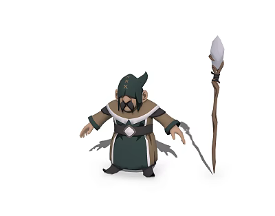 Modern dwarf wizard game characters anime characters 3d model