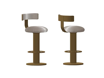 Contemporary Bar Stools With Beige Velvet Seats And Gold Metal Frame Design 3d model