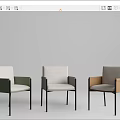 Modern Oval Dining Table Set With Multi Colored Upholstered Chairs 3d model