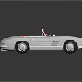 Vintage Silver Open Top Convertible Car With Red Interior And Classic Styling