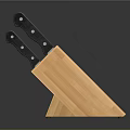 Essential Household Kitchen Knife Set With Black Handles In Wooden Holder