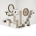 Modern Cat Tree Design With Multiple Platforms Ladders And Round Scratching Structures 3d model