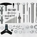 Various Types of Hardware Tools Including Bolts Nuts Screws Washers and Wrenches