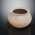 Terracotta Clay Pot With Intricate Carved Patterns And Surface Reflection On Dark Background