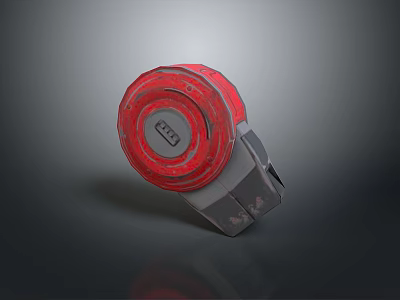 Practical Red Round Household Daily Use Item With White Logo And Gray Handle 3d model